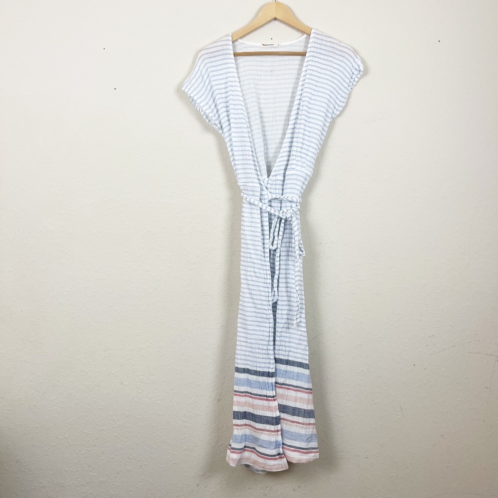 Marine Layer Striped Cotton Wrap Dress Size Large. Fits like a medium